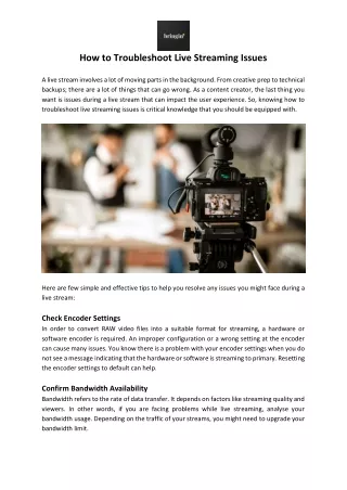 how to troubleshoot live streaming issues a live