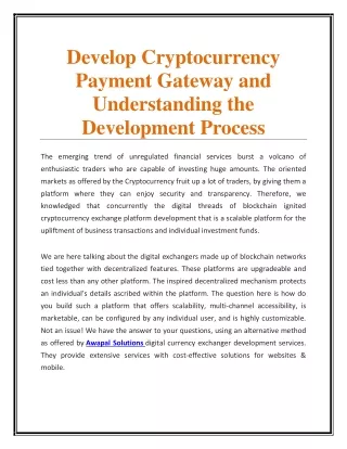 develop cryptocurrency payment gateway
