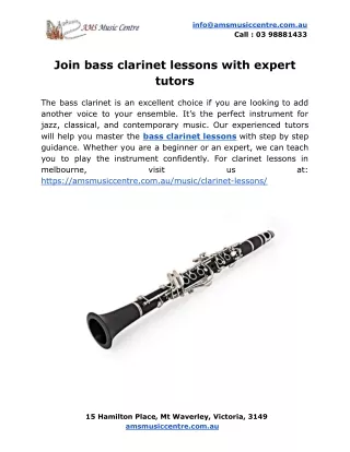 Join bass clarinet lessons with expert tutors