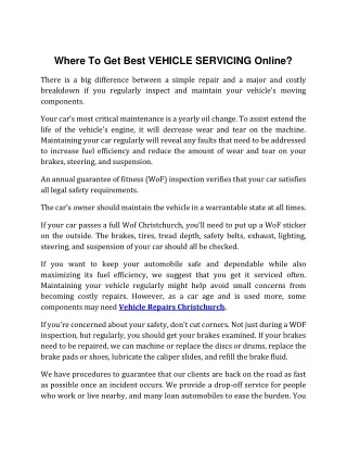 Where To Get Best VEHICLE SERVICING Online