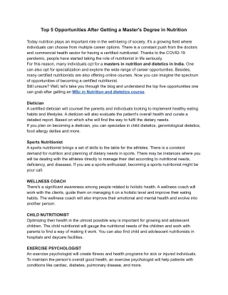 Top 5 Opportunities After Getting a Master's Degree in Nutrition.docx