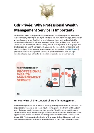 gdr priv e why professional wealth management