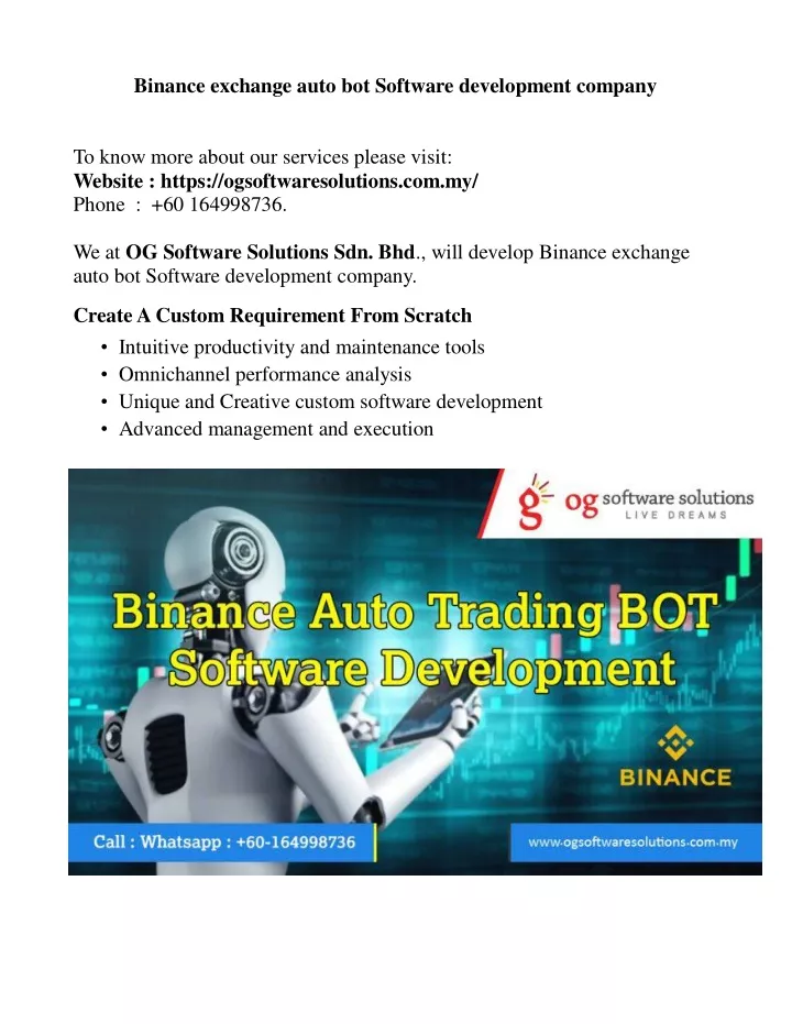 binance exchange auto bot software development