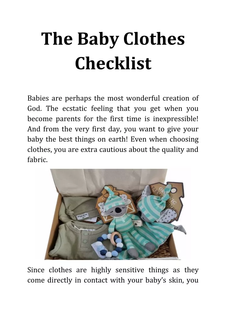 the baby clothes checklist