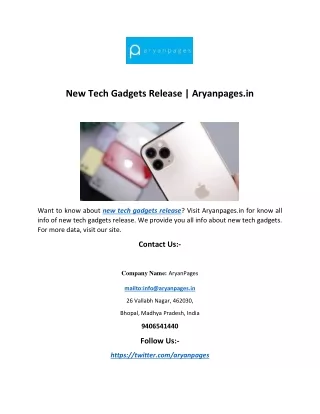 new tech gadgets release aryanpages in