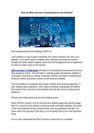 how do seo services in hyderabad do link building