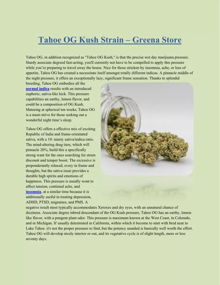 tahoe og kush strain greena store