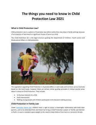 The things you need to know in Child Protection Law 2021