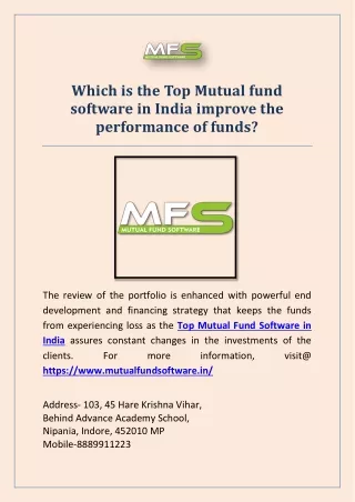 which is the top mutual fund software in india