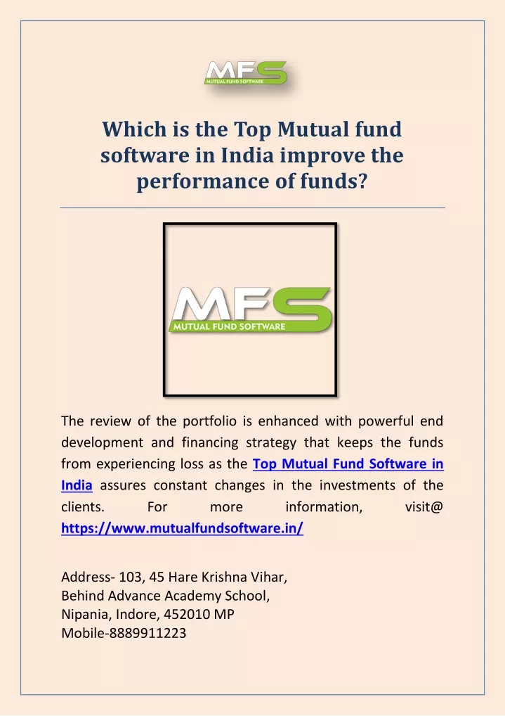 which is the top mutual fund software in india