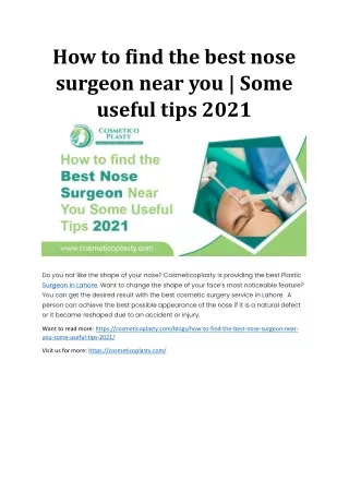 how to find the best nose surgeon near you some
