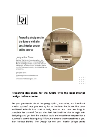 Preparing designers for the future with the best interior design online course