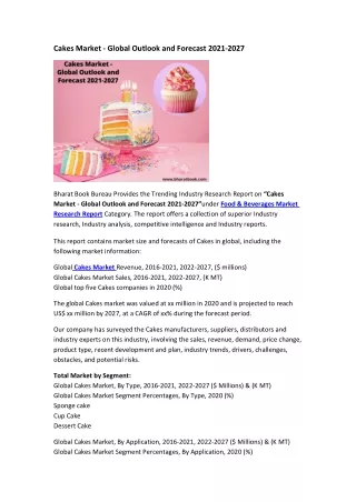 cakes market global outlook and forecast 2021 2027
