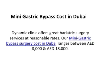 Mini Gastric Bypass Cost in Dubai