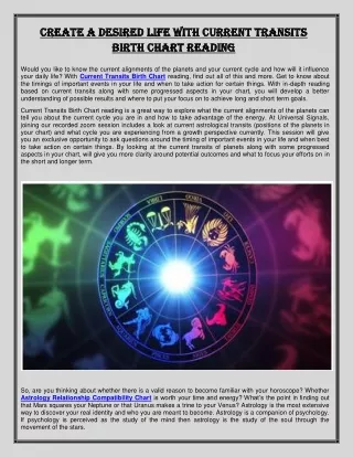 create a desired life with current transits