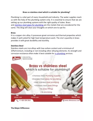 Brass vs stainless steel which is suitable for plumbing (1)