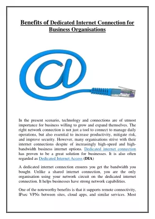 benefits of dedicated internet connection