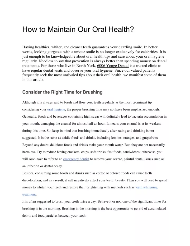 how to maintain our oral health having healthier