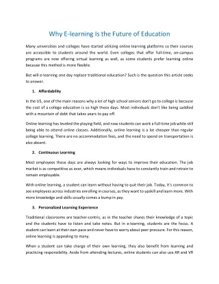 Why E-learning Is the Future of Education