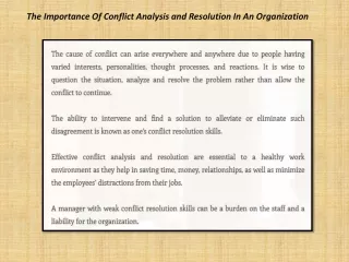 the importance of conflict analysis