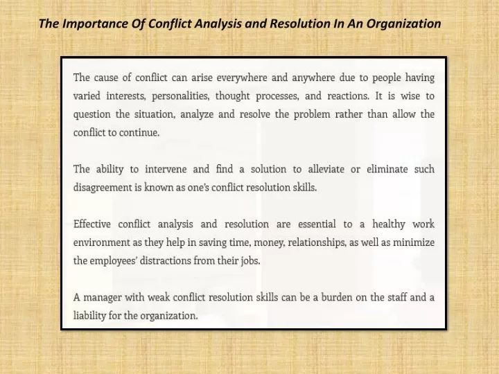 the importance of conflict analysis