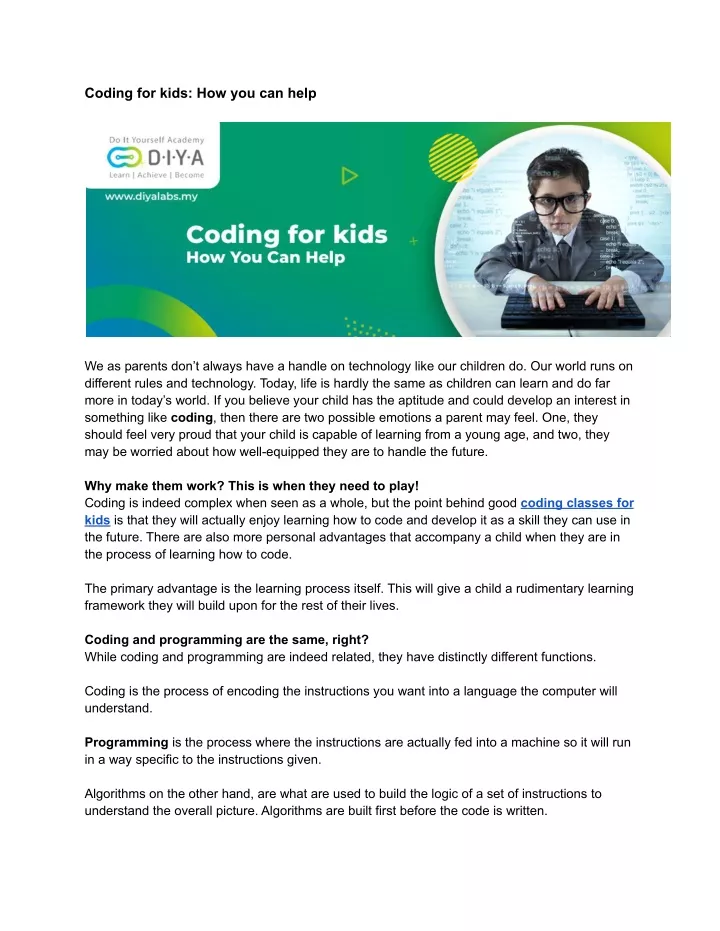 coding for kids how you can help