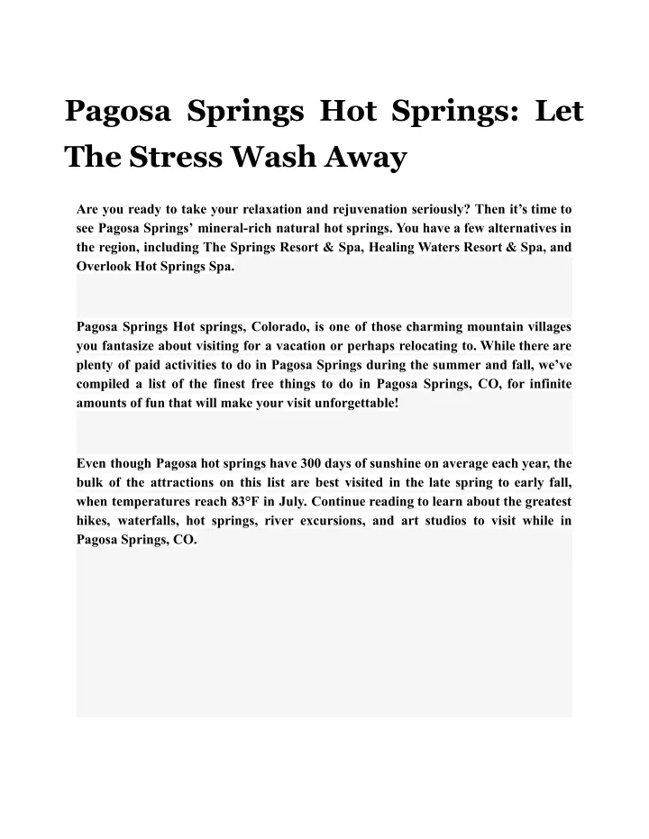 pagosa springs hot springs let the stress wash