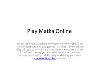 play matka online
