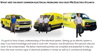 What are the most common electrical problems you face Mr Electric Atlanta