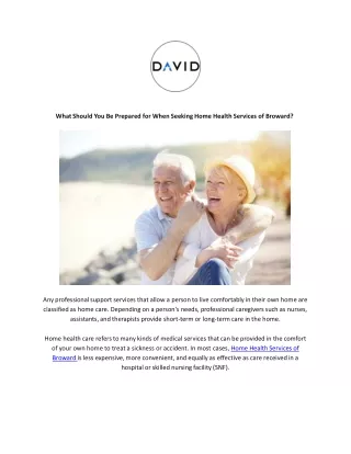 What Should You Be Prepared for When Seeking Home Health Services of Broward