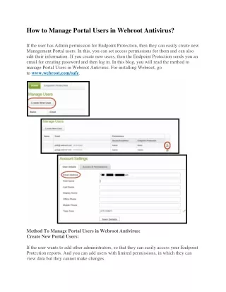 how to manage portal users in webroot antivirus