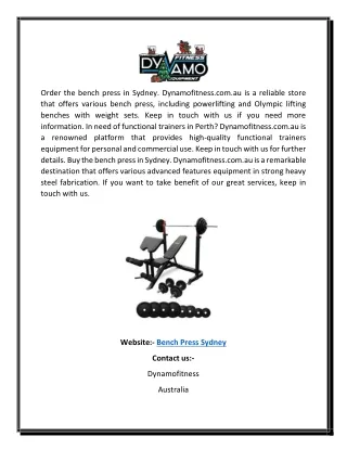 order the bench press in sydney dynamofitness