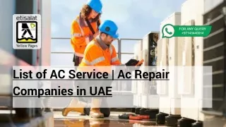 List of AC Service  Ac Repair Companies in UAE