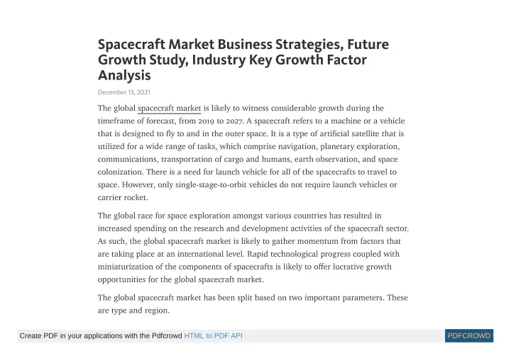spacecraft market business strategies future