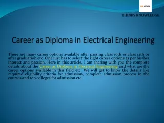 Career as Diploma in Electrical Engineering