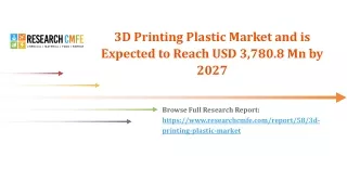 3D Printing Plastic Market and is Expected to Reach USD 3,780.8 Million by 2027