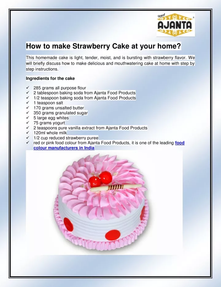 how to make strawberry cake at your home