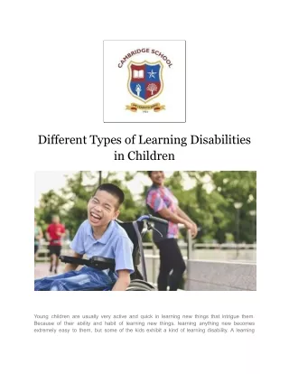 Different Types of Learning Disabilities in Children