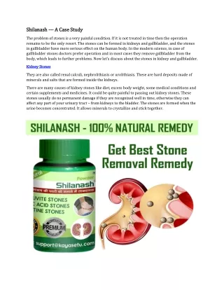 Shilanash --A Natural Remedy To Reduce Stone Formation