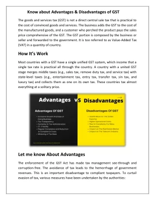 know about advantages disadvantages of gst