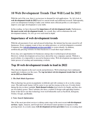10 web development trends that will lead in 2022