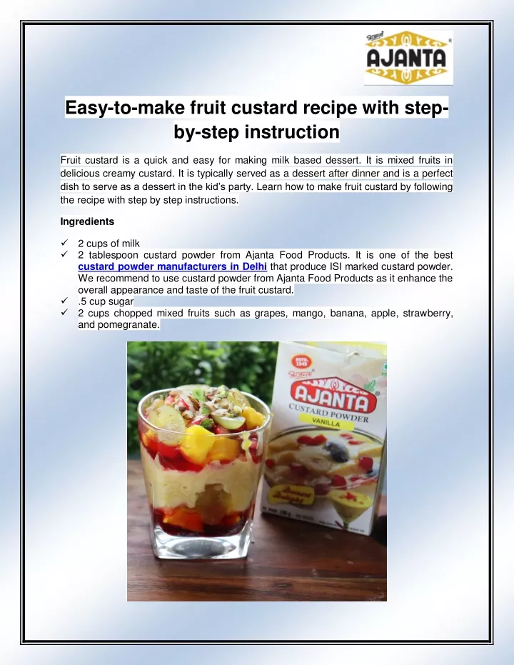 easy to make fruit custard recipe with step