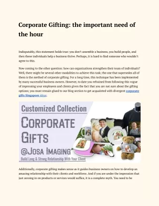 Corporate Gifting the important need of the hour