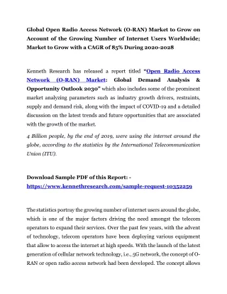 global open radio access network o ran market