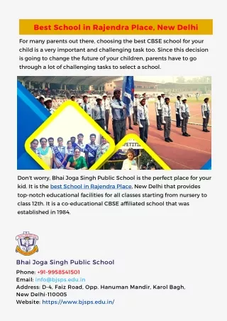 Best School in Rajendra Place, New Delhi