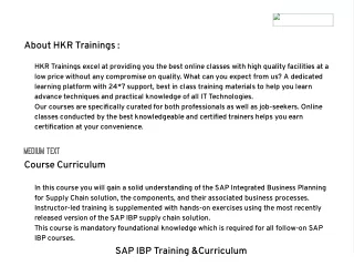 SAP IBP Training