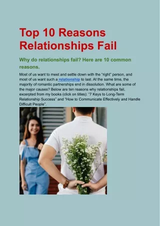 Top 10 Reasons Relationships Fail