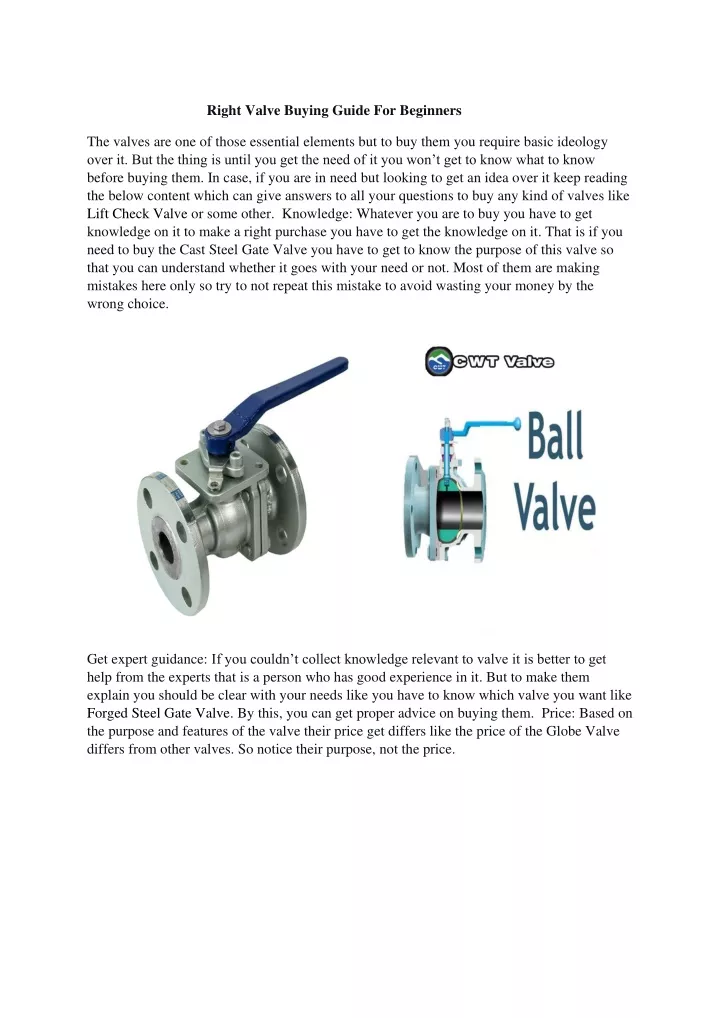 right valve buying guide for beginners