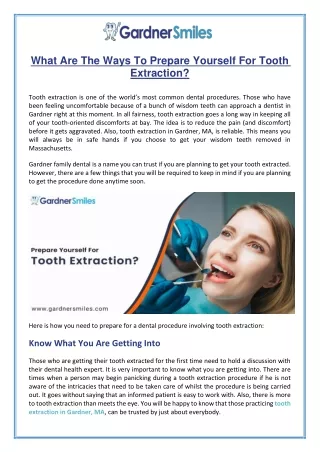 what are the ways to prepare yourself for tooth