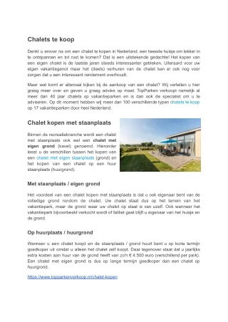 chalets te koop